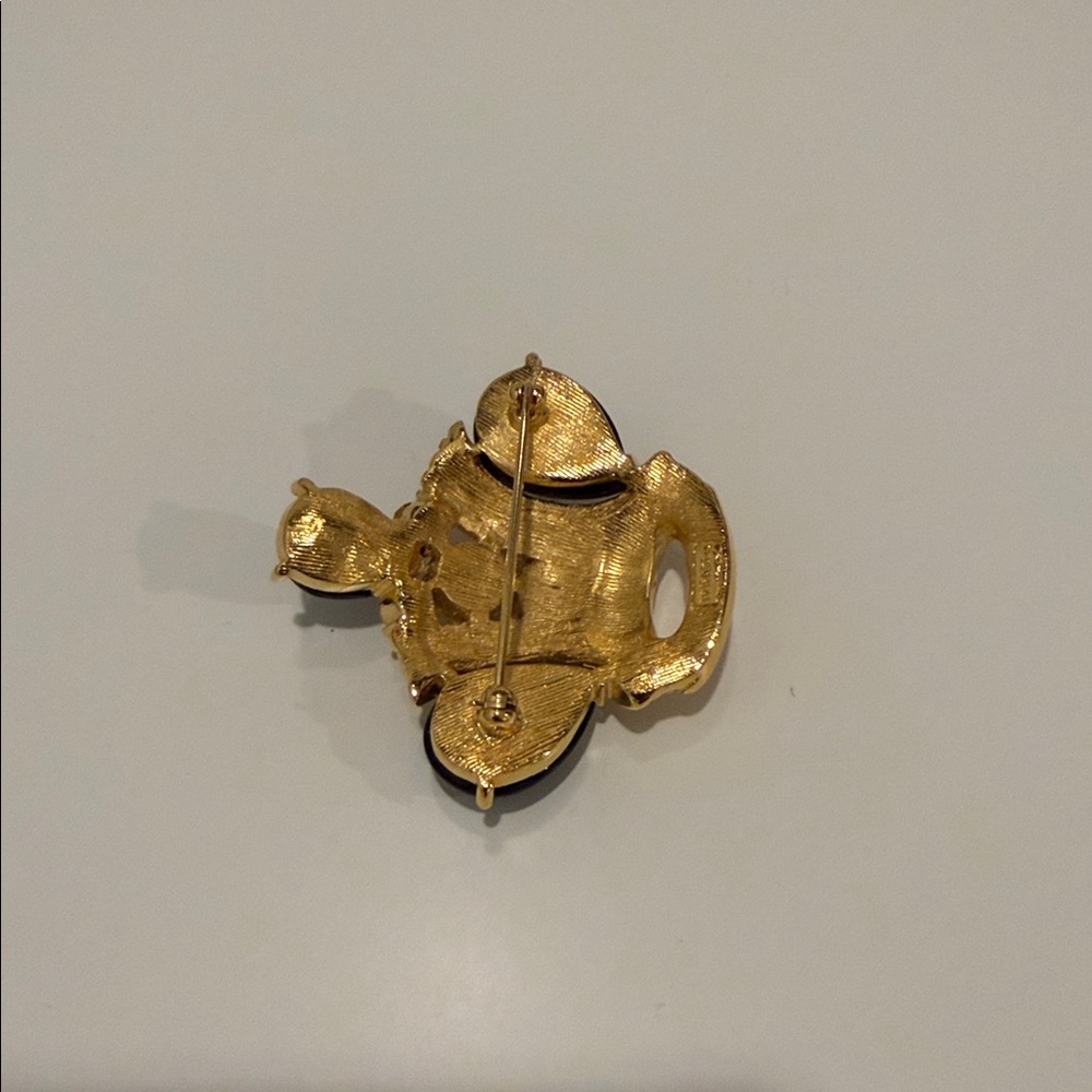 Vtg Trifari Royal Imperial Gold and Black Crown Brooch - Picture 8 of 9